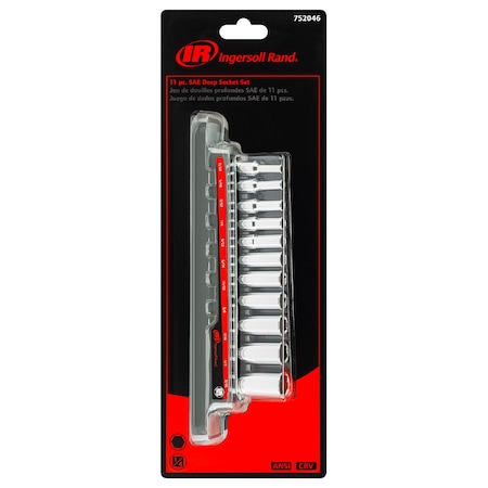 Ingersoll-Rand 11Pc 1/4" Drive SAE Deep Socket Set (IR) 752046